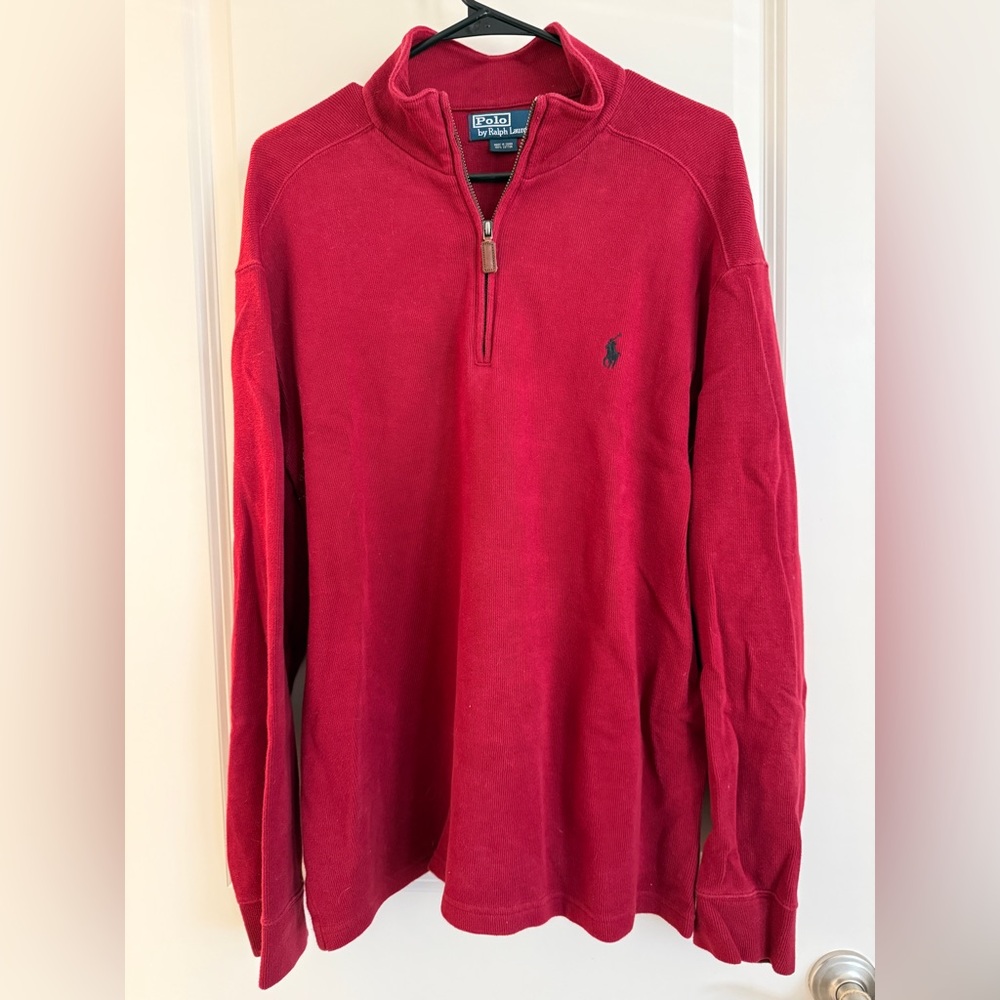 Ralph Lauren Men's 1/4 Zip Red Sweater
